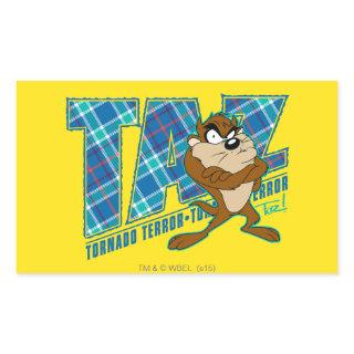 TAZ™ Tornado Terror Plaid Rectangular Sticker