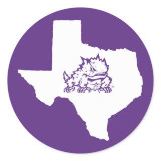 TCU Texas State with Horned Frog Classic Round Sticker