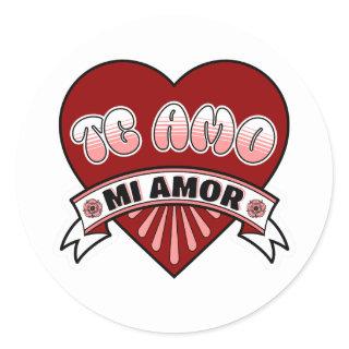 Te Amo Mi Amor Feliz Dia de San Valentin Spanish Classic Round Sticker