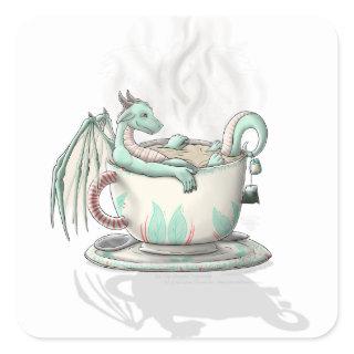Tea Cup Dragons: Peppermint (Clear) Square Sticker
