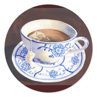 Tea Cup with Teabag Classic Round Sticker