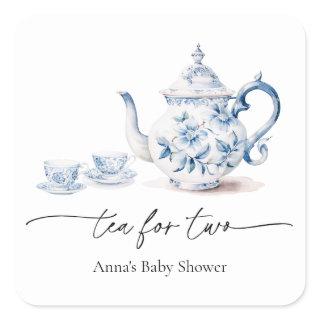 Tea for Two Baby Shower Square Sticker