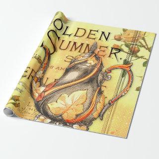 Tea Golden Summer Ephemera Decoupage  Wrapping Pap
