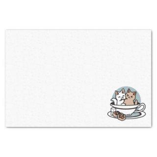 Tea Time Meow Time - Cute Cat and Tea Design Tissue Paper