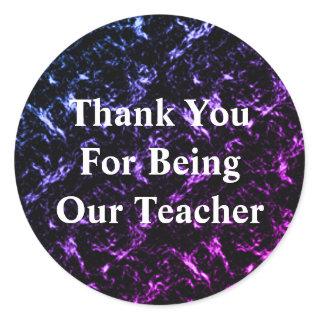 Teacher Appreciation Abstract Purple Classroom Classic Round Sticker