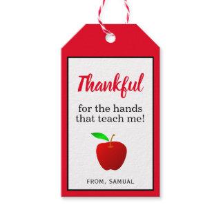 Teacher Appreciation Red Apple Thankful Gift Tags