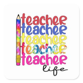 Teacher Life Repeated Pattern - Stylish Educator Square Sticker