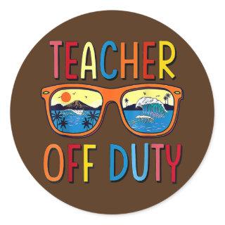 Teacher Off Duty Sunglasses Palm Tree Beach Classic Round Sticker