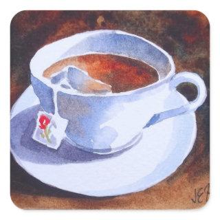 Teacup & Saucer with Teabag Square Sticker