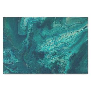 Teal Acrylic Pouring Abstract Fluid Art  Tissue Paper