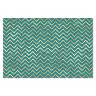 Teal and Gold Foil Chevron Tissue Paper