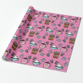 Teal and pink cute coffee coffee mugs wrapping pap
