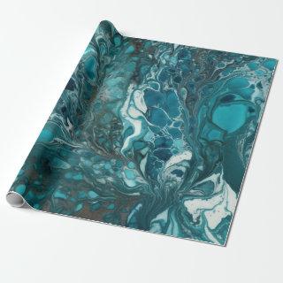 Teal and White Acrylic Pour Seamless