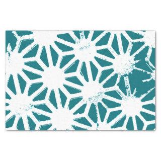 Teal and white geometric pattern tissue paper