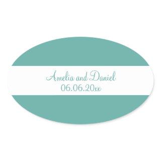 Teal and White Personalized Wedding Sticker