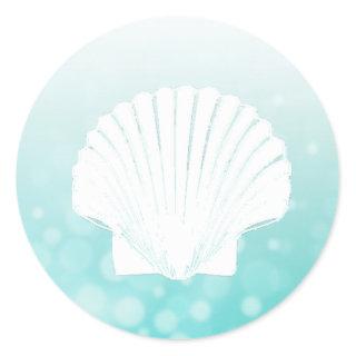 Teal and White Seashell Stickers