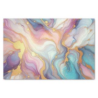 Teal Aqua Blue Purple Pink Gold Marble Art Pattern Tissue Paper