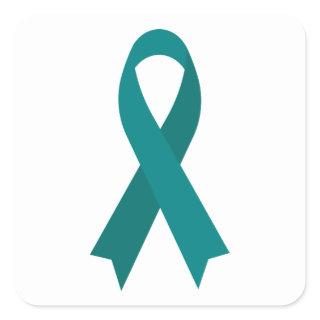 Teal Awareness Ribbon by Janz White Square Sticker
