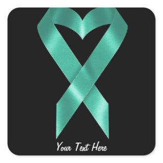 Teal Awareness Ribbon (customizable) Square Sticker