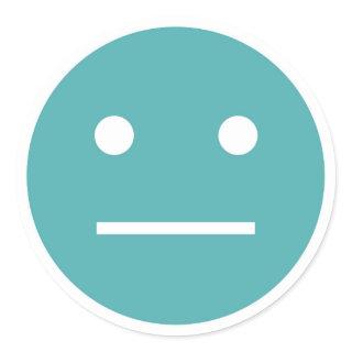 Teal blank face emoji classic round sticker