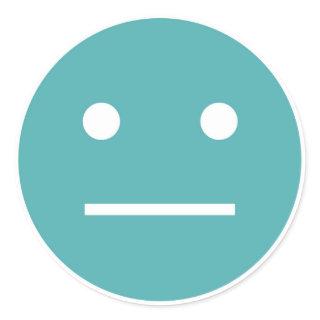 Teal blank face emoji classic round sticker