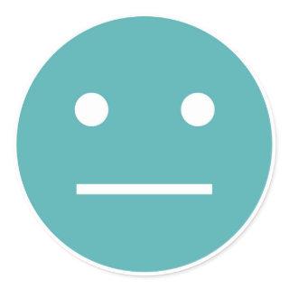 Teal blank face emoji classic round sticker