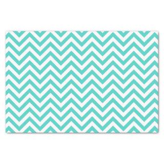 Teal Blue and White Zigzag Stripes Chevron Pattern Tissue Paper