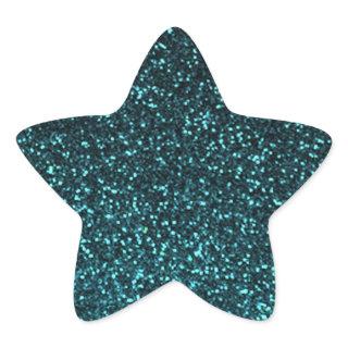 Teal blue black sparkly glitter star sticker