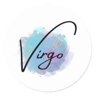 Teal Blue Galaxy Virgo Zodiac Constellation Classic Round Sticker