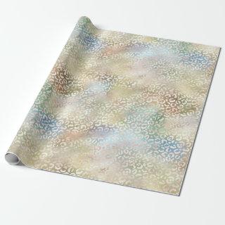 Teal Blue Gold Green Glam Leopard Print