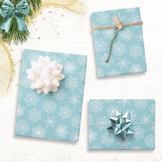 Teal Blue Snowflakes Pattern Christmas  Sheets