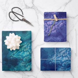 Teal Blue Violet Acrylic Pouring Fluid Art  Sheets