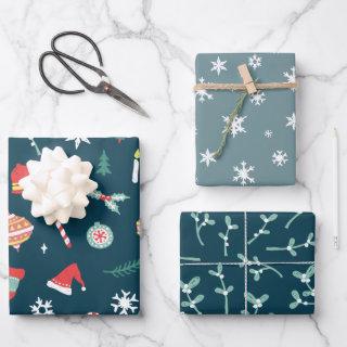 Teal Christmas Images Snowflakes Twigs Pattern  Sheets