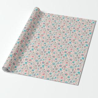 Teal & Coral Folk Art Floral Pattern