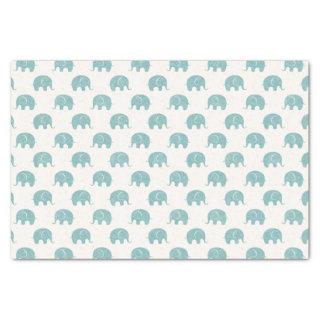 Teal Cute Elephant Pattern Tissue Paper