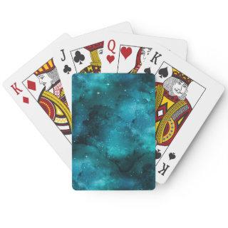 Teal Galaxy Series Design 7 Poker Cards