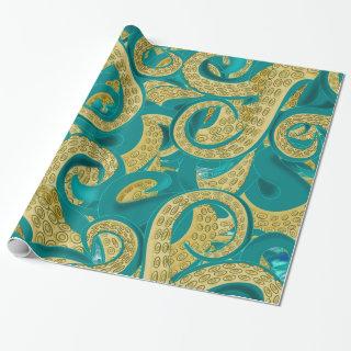 Teal Gold Octopus