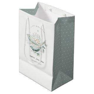 Teal Gold Underwater Floral Fish Any Age Birthday Medium Gift Bag