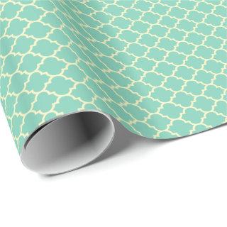 Teal-Green And Beige Quatrefoil Pattern