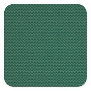 Teal Green Carbon Fiber Style Print Square Sticker