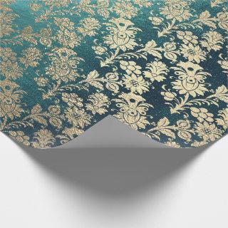 Teal Green Foxier Rose Gold Powder Faux Floral