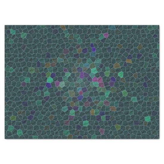Teal Green Mosaic Mini Hexagon Tile Pattern Tissue Paper