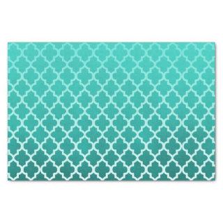 Teal Green Smudge Color with Quatrefoil Pattern Tissue Paper