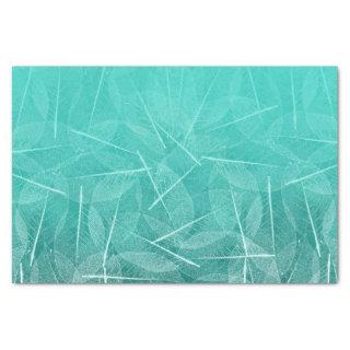 Teal Green Smudge Color with Vien Leave Design Tissue Paper