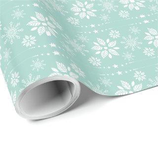 Teal-Green & White Abstract Christmas Snowflake