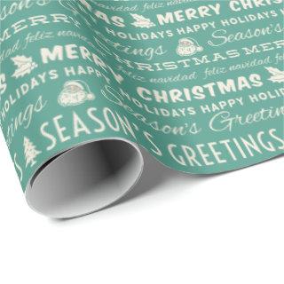 Teal Green White Merry Christmas Retro Typography