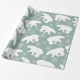 Teal Green & White Polar Bears Winter pattern