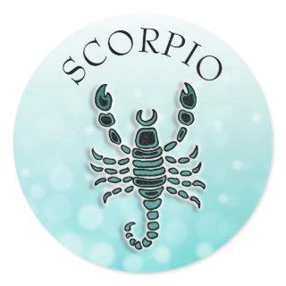 Teal Horoscope Scorpio Classic Round Sticker