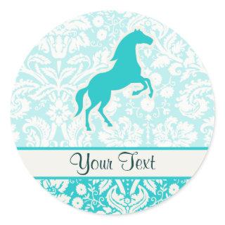 Teal Horse Classic Round Sticker
