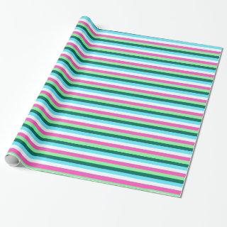 Teal Hot Pink Blue White Colorful Candy Stripes